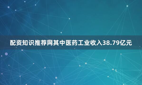 配资知识推荐网其中医药工业收入38.79亿元